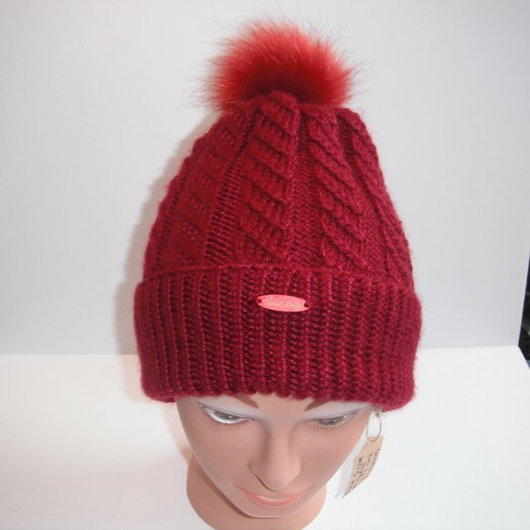 Hand Knitted Hat Toque Adult-OneSize Acrylic Color Burgundy-002 Hand knit by me - Picture 9 of 12